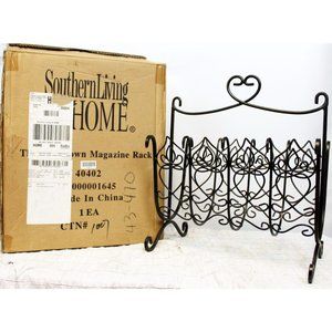 NEW Southern Living Home Black Wrought Iron Davistown Magazine Rack Heart Swirl